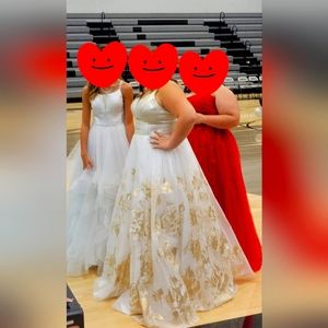 Prom Dress White and Gold size 18